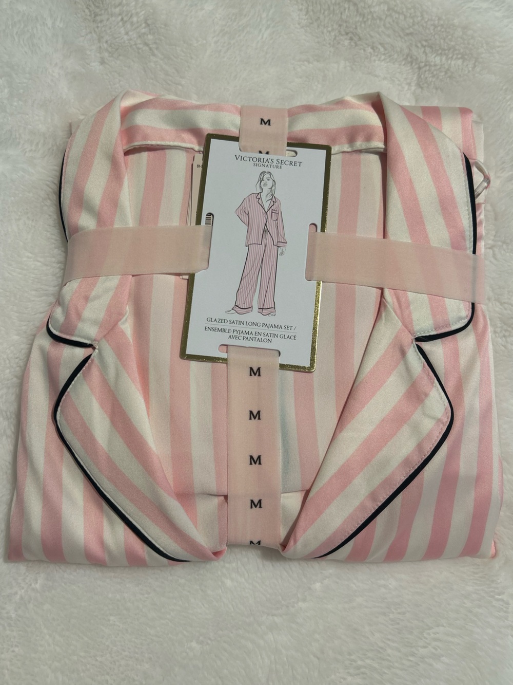 Victoria's Secret Pink Stripe Satin Pajama Set